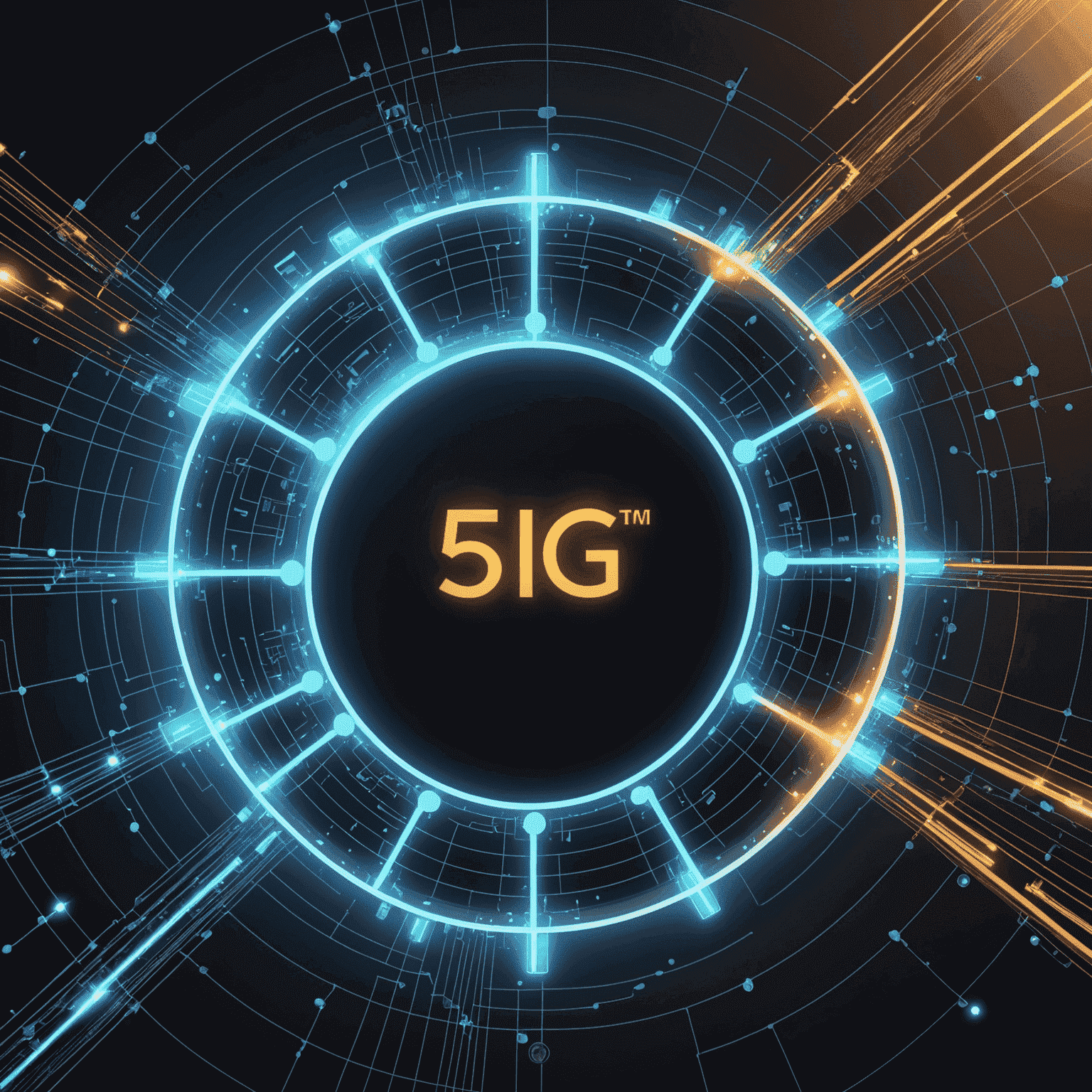 Visual representation of 5G network with connected devices and speed indicators