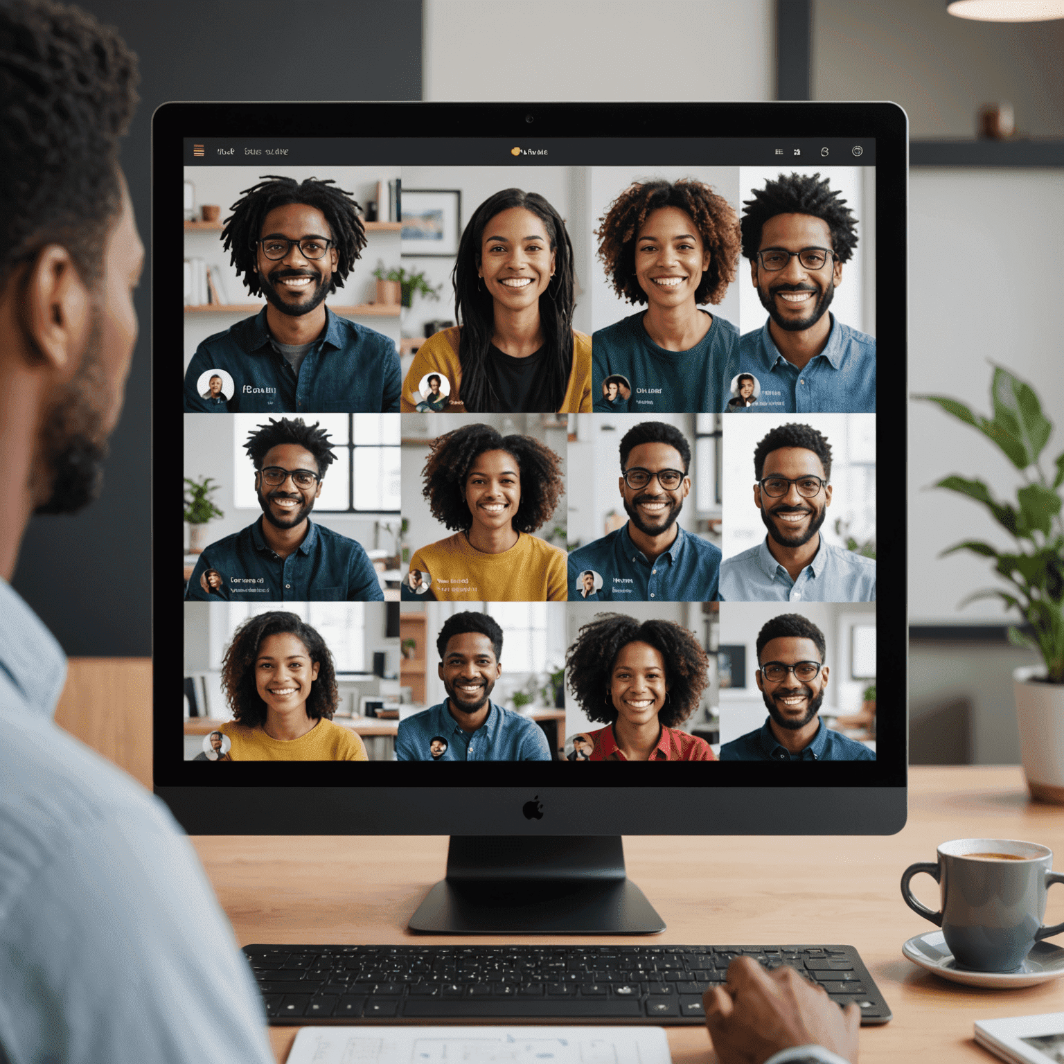 A sleek and user-friendly video call interface showcasing multiple participants, chat functionality, and easy-to-use controls for mute, camera, and screen sharing.